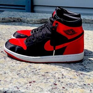 Red Satin Og High Jordan 1s